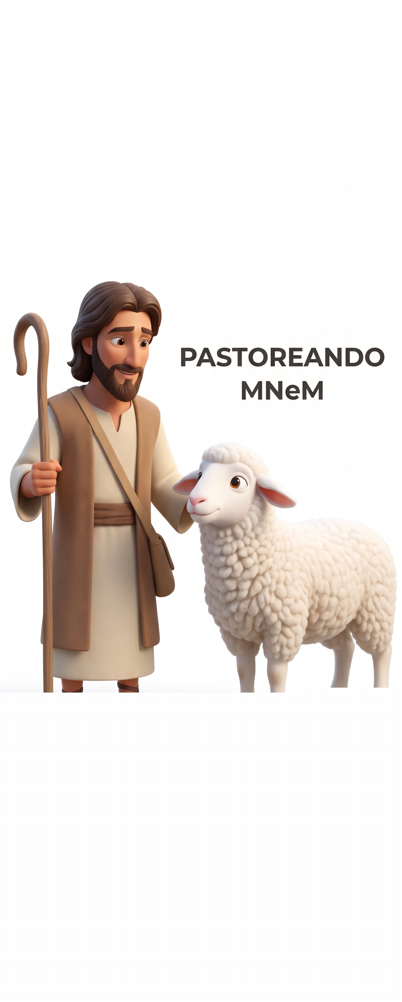 Jesus pastoreando uma ovelha
